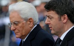 Il presidente della Repubblica Sergio Matterella con il premier Matteo Renzi a piazza Venezia, Roma 3 febbraio 2015. ANSA/ALESSANDRO DI MEO