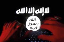 A man types on a keyboard in front of a computer screen on which an Islamic State flag is displayed, in this picture illustration taken in Zenica, Bosnia and Herzegovina, February 6, 2016. Twitter Inc has shut down more than 125,000 terrorism-related accounts since the middle of 2015, most of them linked to the Islamic State group, the company said in a blog post on Friday. REUTERS/Dado Ruvic - RTX25PB7